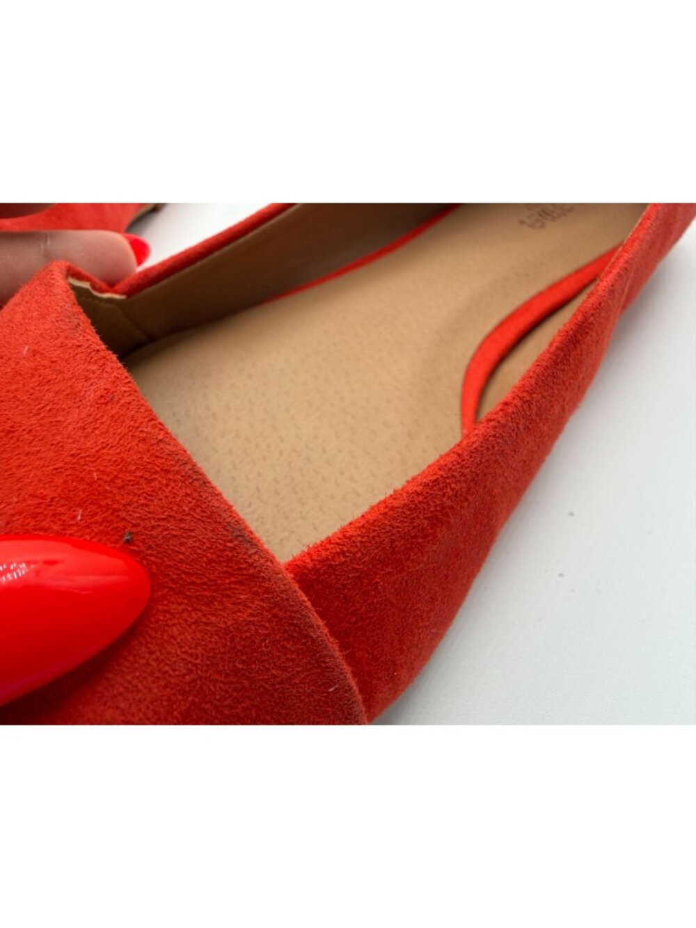 Crown Vintage Noelle Ballet Flats Women Size 10M Orange Suede Pointe Toe Shoes - Picture 15 of 15